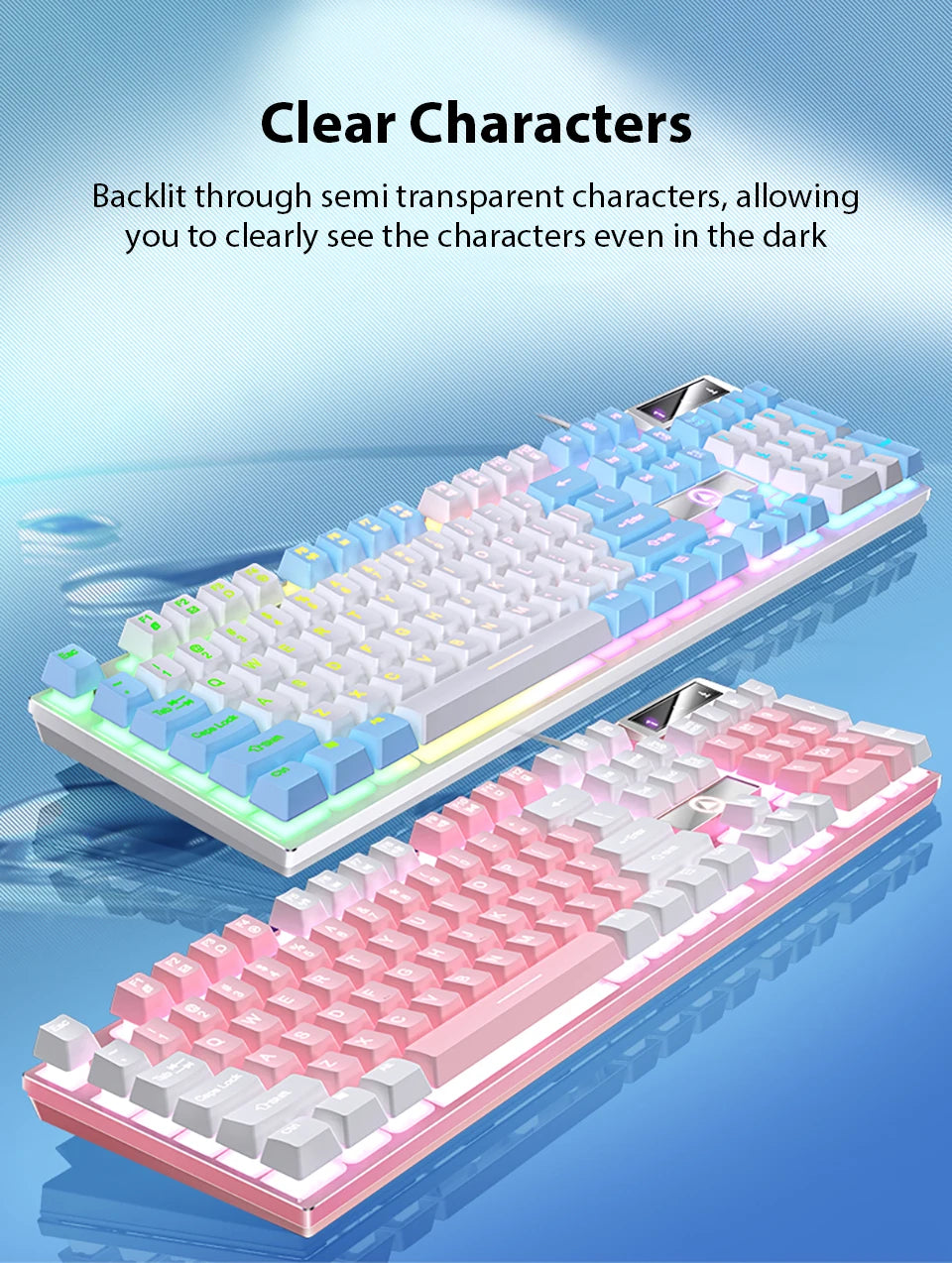 K500 Wired Keyboard – 104 Keys, Mechanical Feel, Membrane, for Windows & iOS, Office/Gaming Use
