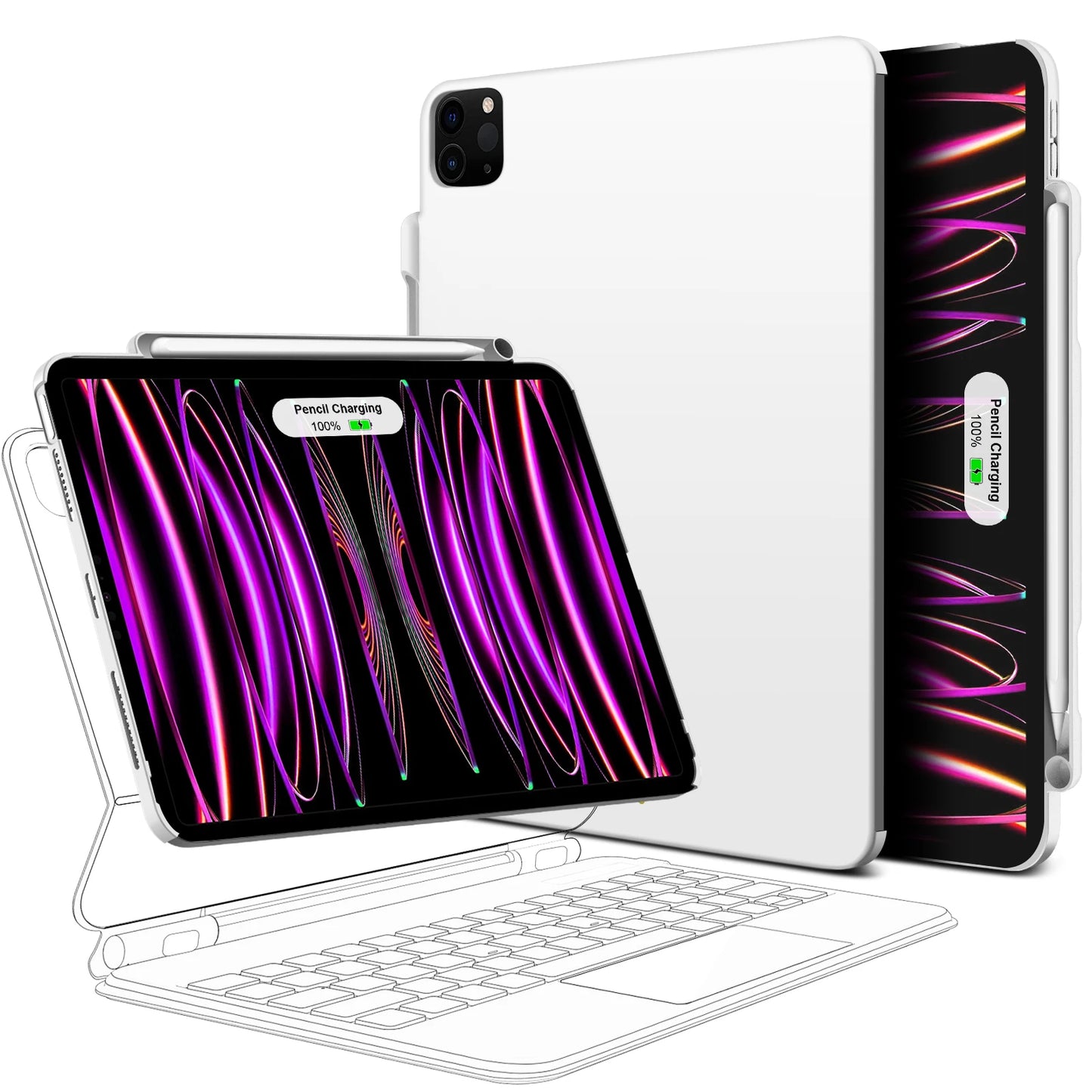 Magnetic Case for iPad Pro 11/13 (2024) & Air 4/5/6 – Magic Keyboard Compatible, Pencil Holder