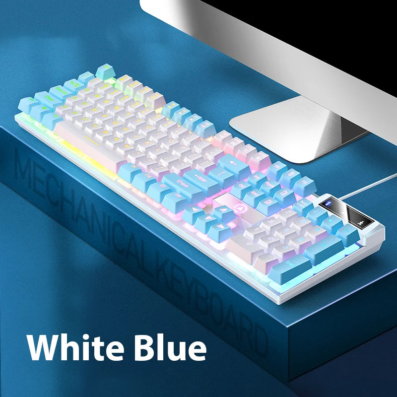 K500 Wired Keyboard – 104 Keys, Mechanical Feel, Membrane, for Windows & iOS, Office/Gaming Use