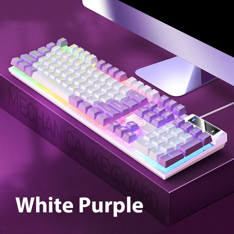 K500 Wired Keyboard – 104 Keys, Mechanical Feel, Membrane, for Windows & iOS, Office/Gaming Use