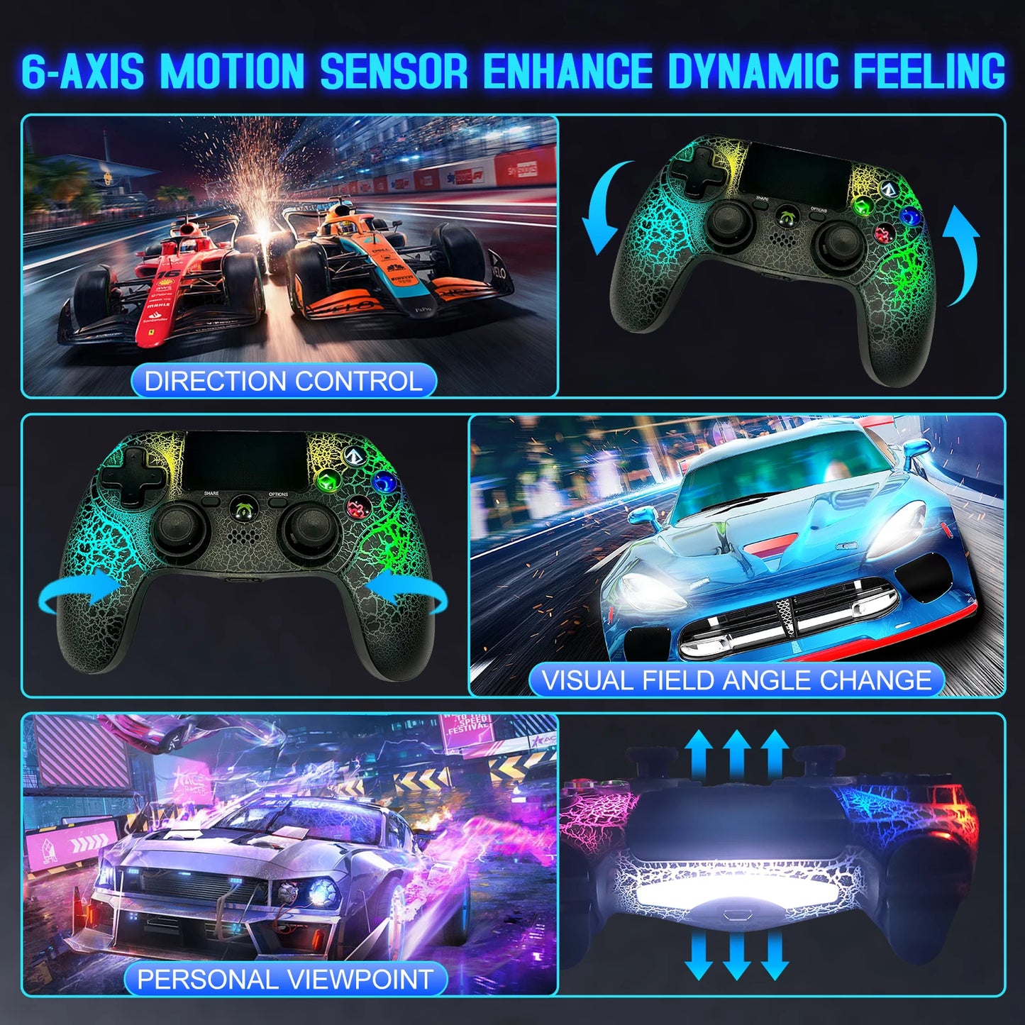 Wireless Controller for PS4/PS3 – Dual Vibration, Compatible with iPhone, iPad, Android, PC