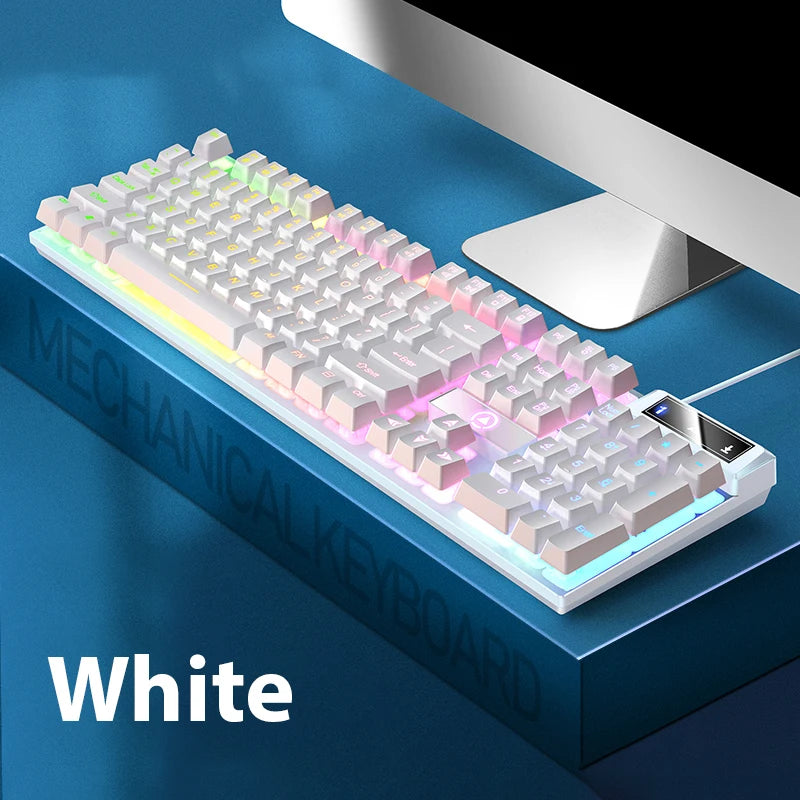 K500 Wired Keyboard – 104 Keys, Mechanical Feel, Membrane, for Windows & iOS, Office/Gaming Use