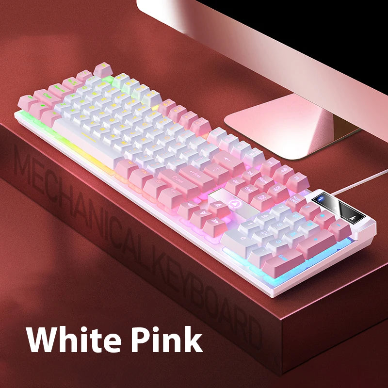K500 Wired Keyboard – 104 Keys, Mechanical Feel, Membrane, for Windows & iOS, Office/Gaming Use