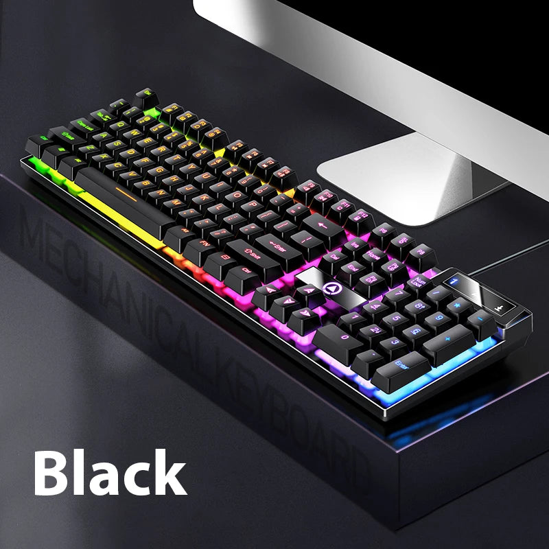 K500 Wired Keyboard – 104 Keys, Mechanical Feel, Membrane, for Windows & iOS, Office/Gaming Use