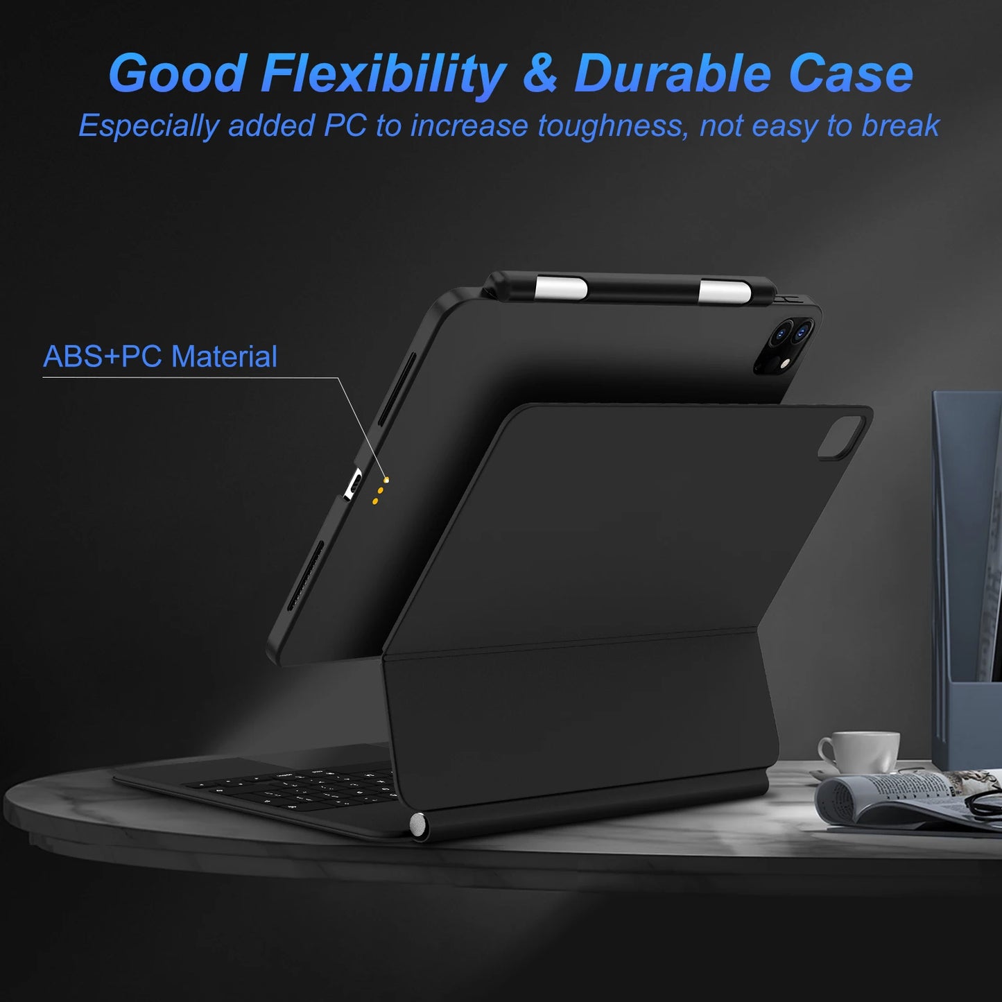Magnetic Case for iPad Pro 11/13 (2024) & Air 4/5/6 – Magic Keyboard Compatible, Pencil Holder