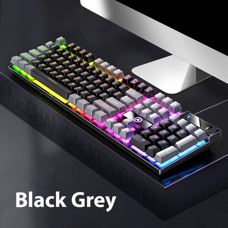 K500 Wired Keyboard – 104 Keys, Mechanical Feel, Membrane, for Windows & iOS, Office/Gaming Use