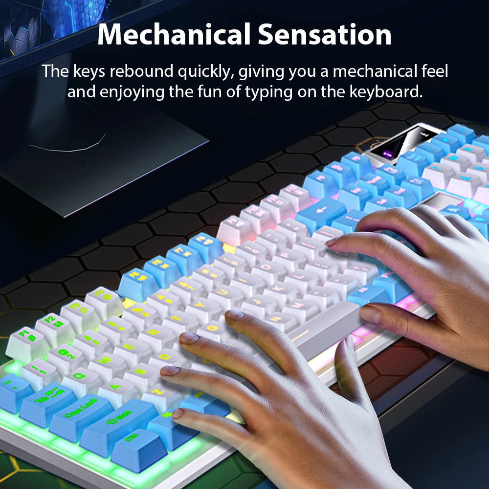 K500 Wired Keyboard – 104 Keys, Mechanical Feel, Membrane, for Windows & iOS, Office/Gaming Use