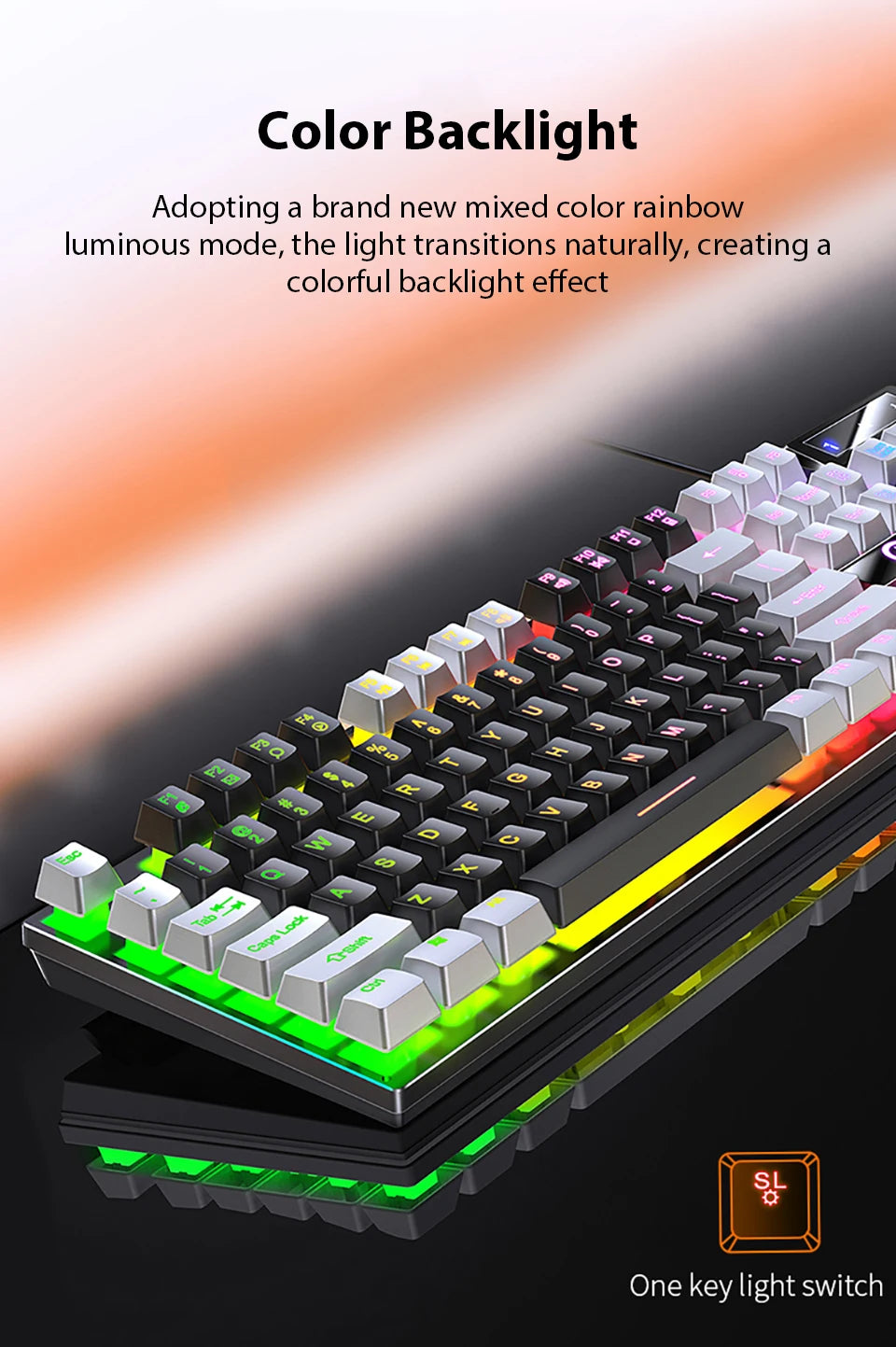 K500 Wired Keyboard – 104 Keys, Mechanical Feel, Membrane, for Windows & iOS, Office/Gaming Use
