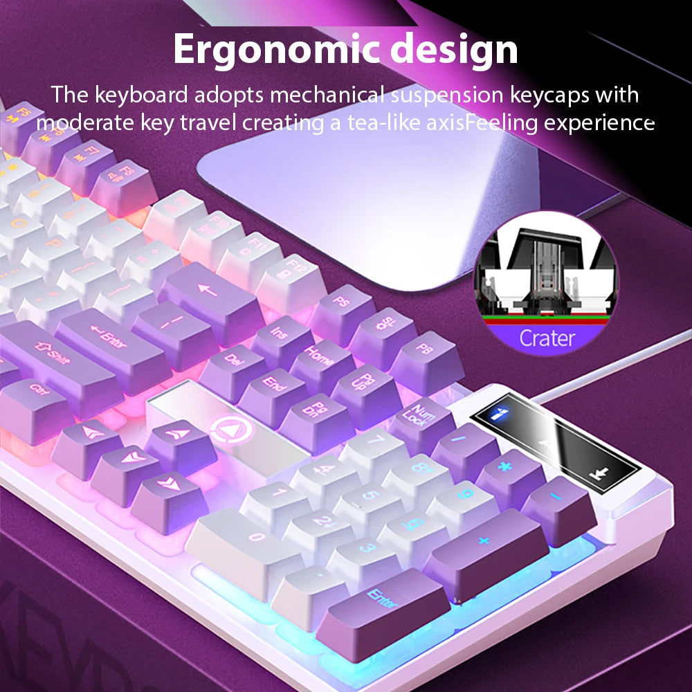 K500 Wired Keyboard – 104 Keys, Mechanical Feel, Membrane, for Windows & iOS, Office/Gaming Use