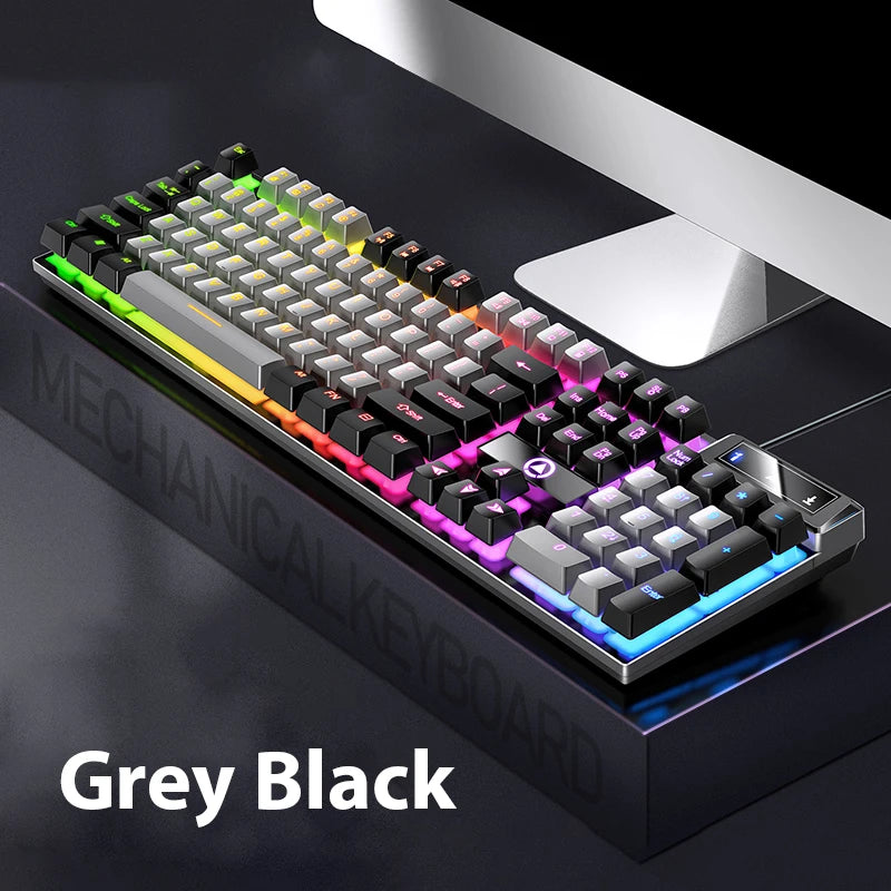 K500 Wired Keyboard – 104 Keys, Mechanical Feel, Membrane, for Windows & iOS, Office/Gaming Use