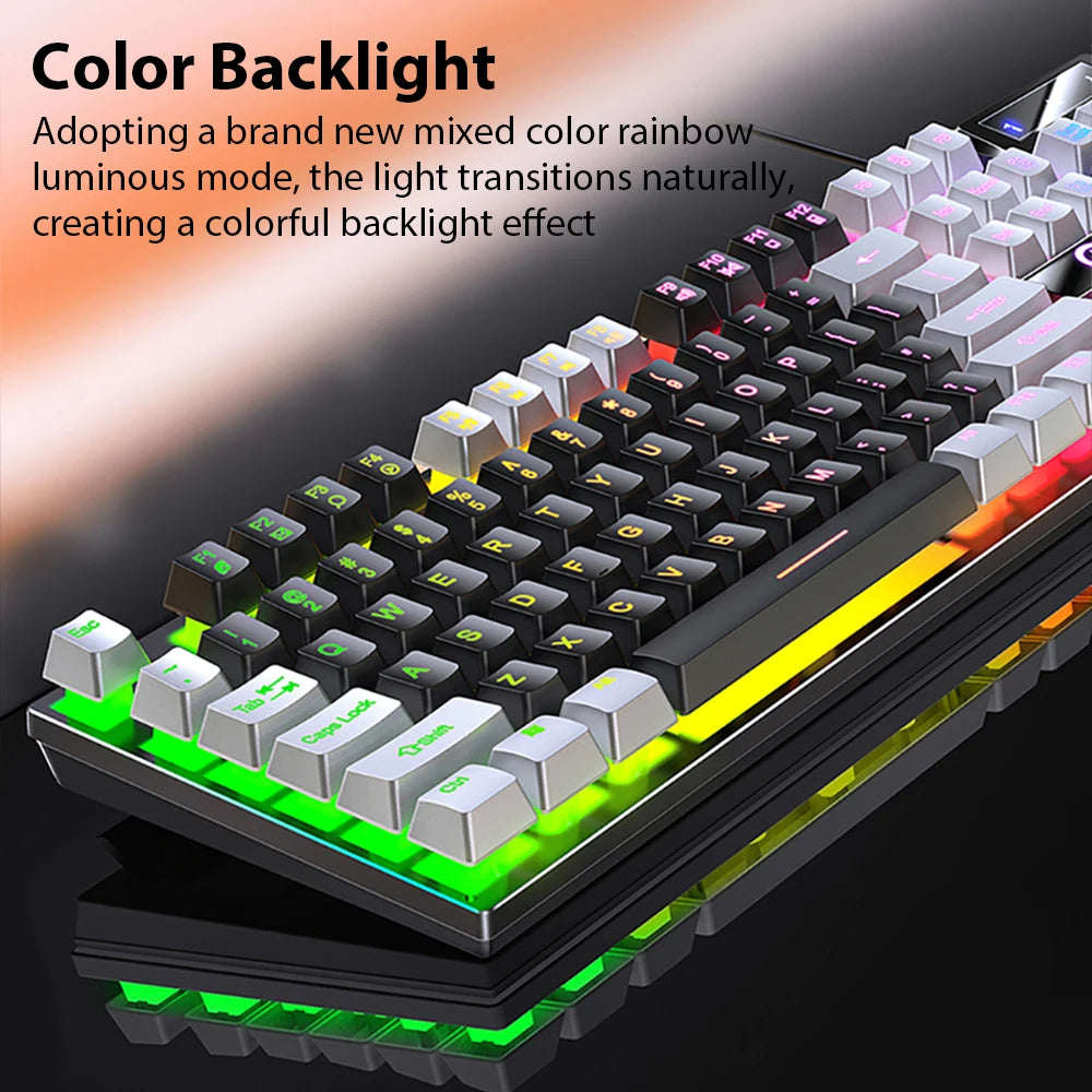 K500 Wired Keyboard – 104 Keys, Mechanical Feel, Membrane, for Windows & iOS, Office/Gaming Use