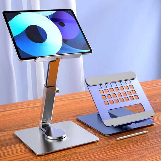 Aluminum Tablet Stand – 360° Rotating, Folding & Adjustable Desk Mount for iPad/Xiaomi (4–14")
