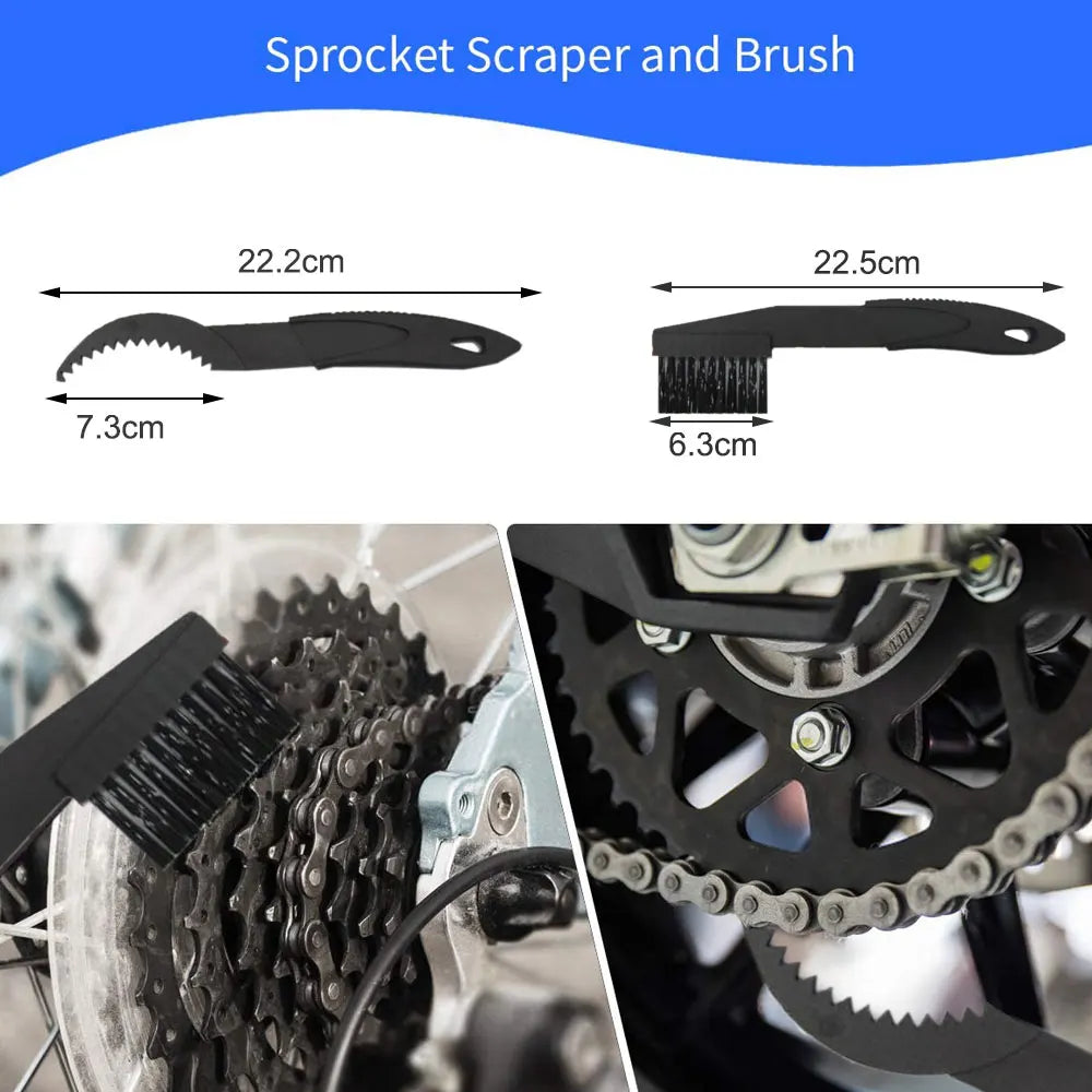Bike Chain Cleaning Brush – Gear & Chain Cleaner Tool Kit for MTB/Road Bikes, Maintenance & Wash Set